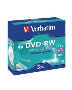 Verbatim DVD-RW 4X 4.7GB (Pack of 5) 43285