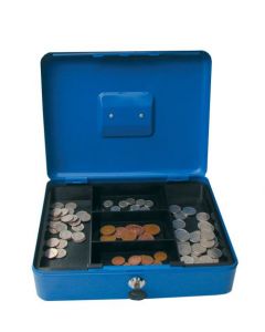 CASH BOX WITH SIMPLE LATCH & 2 KEYS PLUS REMOVABLE COIN TRAY 300MM BLUE (PACK OF 1)