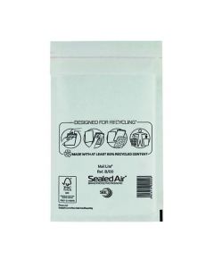 MAIL LITE BUBBLE LINED POSTAL BAG SIZE B/00 120X210MM WHITE (PACK OF 100) MLW B/00