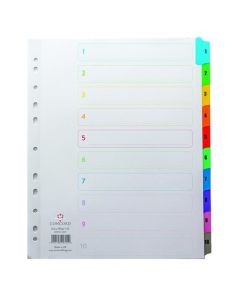 CONCORD INDEX 1-10 A4 EXTRA WIDE MULTICOLOURED MYLAR TABS 09701/CS97