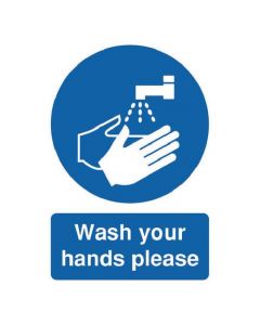 SAFETY SIGN WASH YOUR HANDS PLEASE A5 SELF-ADHESIVE MD05851S( PACK OF 1)