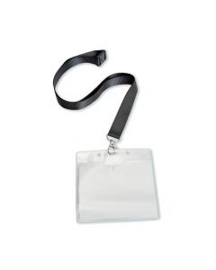 5 STAR OFFICE PVC NAME BADGE WITH TEXTILE LANYARD 110X90MM [PACK 10]