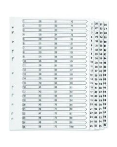 Q-CONNECT 1-100 INDEX MULTI-PUNCHED REINFORCED BOARD CLEAR TAB A4 WHITE KF97059