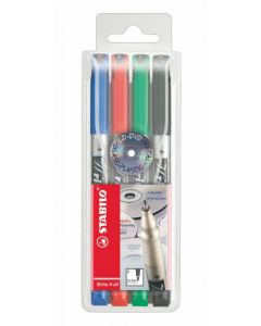 STABILO WRITE-4-ALL MARKER FINE 0.7MM ASSORTED (PACK OF 4) 156/4