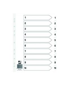 Q CONNECT INDEX 1-10 BOARD REINFORCED WHITE (PACK OF 25 INDEXES) KF01528Q