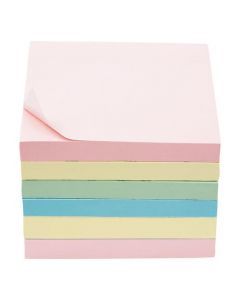 5 STAR OFFICE EXTRA STICKY RE-MOVE NOTES PAD OF 90 SHEETS 76X76MM 4 ASSORTED PASTEL COLOURS [PACK 6]