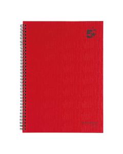 5 STAR OFFICE MANUSCRIPT NOTEBOOK WIREBOUND 70GSM RULED 160PP A4 RED [PACK 5]