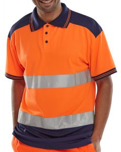 BEESWIFT POLO SHIRT TWO TONE ORANGE / NAVY L (PACK OF 1)