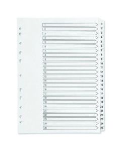 Q-CONNECT 1-25 INDEX MULTI-PUNCHED REINFORCED BOARD CLEAR TAB A4 WHITE KF97056