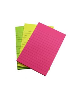 5 STAR EXTRA STICKY PADS 70GSM 3 NEON ASSORTED COLOURS YELLOW PINK & GREEN 90 SHEETS 150X101MM [PACK 3]