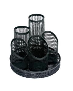 5 STAR OFFICE PENCIL POT MESH SCRATCH RESISTANT WITH NON MARKING BASE 5 TUBE BLACK (PACK OF 1)