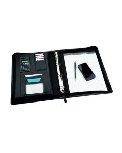 MONOLITH LEATHER LOOK ZIPPED RING BINDER WITH A4 PAD A4 BLACK 2827 (PACK OF 1)