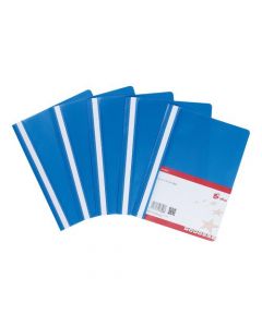 5 STAR OFFICE PROJECT FLAT FILE LIGHTWEIGHT POLYPROPYLENE WITH INDEXING STRIP A4 BLUE [PACK OF 5 FILES]