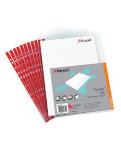REXEL NYREX POCKET PVC OPEN SIDE FOOLSCAP CLEAR(PACK OF 25 POCKETS)R149L 12263