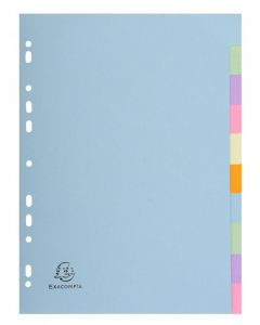 EXACOMPTA RECYCLED DIVIDERS 10-PART A4 PASTEL 1610E