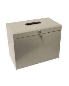 METAL FILE BOX WITH 5 SUSPENSION FILES AND 2 KEYS STEEL A4 SILVER