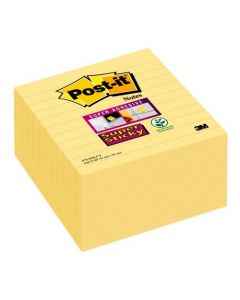 POST-IT SUPER STICKY 101X101MM LINED CANARY YELLOW (PACK OF 6) 675-SS6CY