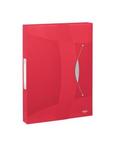 REXEL CHOICES BOX FILE PP ELASTIC STRAP 40MM SPINE A4 TRANS RED REF 2115668