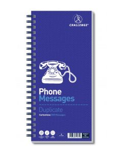 CHALLENGE WIREBOUND TELEPHONE MESSAGE BOOK 305 X 141MM 320 MESSAGES 100080054 (PACK OF 1)