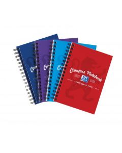 OXFORD CAMPUS NOTEBOOK WIREBOUND 90GSM RULED PERFORATED 140PP A6 ASSORTED REF 400013923 [PACK 10]