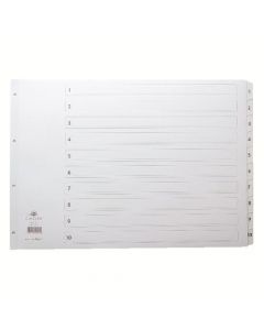 CONCORD INDEX 1-10 A3 WHITE BOARD WITH CLEAR MYLAR TABS 04601/CS46