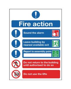 SAFETY SIGN FIRE ACTION SYMBOLS A4 SELF ADHESIVE FR09950S  (PACK OF 1)