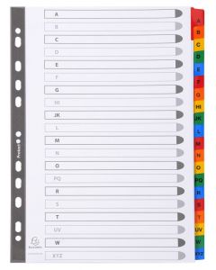 EXACOMPTA GUILDHALL MYLAR INDEX COLOURED TABS 20-PART A-Z A4 WHITE 1111E