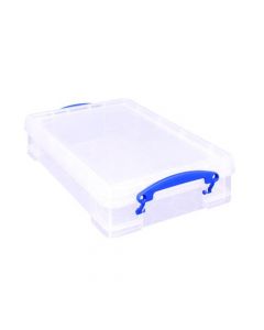 REALLY USEFUL 4 LITRE PLASTIC STORAGE BOX WITH LID 395X255X80MM CLEAR KING4C
