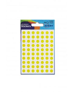 AVERY PACKETS OF LABELS ROUND DIAM.8MM YELLOW REF 32-303 [10X560 LABELS]