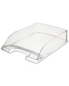 LEITZ LETTER TRAY ROBUST POLYSTYRENE HIGH SIDED WITH EXTRA LABEL SPACE CLEAR REF 52260002 (PACK OF 1)