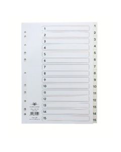 CONCORD CLASSIC INDEX 1-15 A4 WHITE BOARD CLEAR MYLAR TABS 01401/CS14