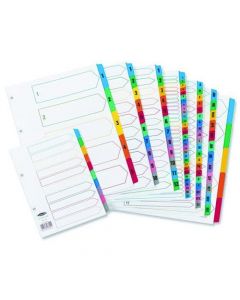 CONCORD INDEX 1-50 A4 WHITE WITH MULTICOLOURED MYLAR TABS 05001/CS50