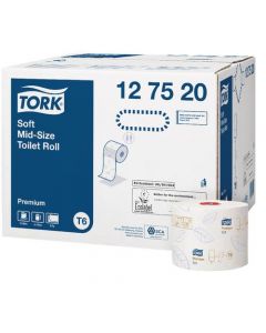 TORK T6 SOFT MID-SIZE TOILET ROLL 2-PLY 90M (PACK OF 27) 127520