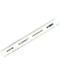 Q-CONNECT RULER SHATTERPROOF 300MM CLEAR (FEATURES INCHES ON ONE SIDE AND CM/MM ON THE OTHER)KF01108 (PACK OF 1)