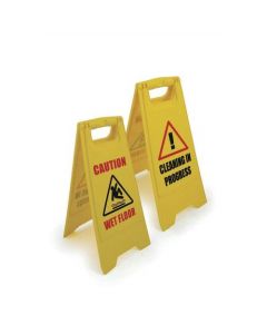 SINGLE A FRAME SIGN 2 SIDED 2 MESSAGES CAUTION WET FLOOR/CLEANING IN PROGRESS YELLOW (PACK OF 1)