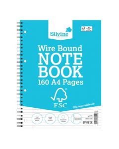 SILVINE ENVRIO WIREBOUND NOTEBOOK A4 160 PAGES (PACK OF 5) FSCTW80
