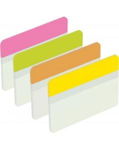 POST-IT INDEX FILING TABS STRONG FLAT 51X38MM SIX EACH OF PIN/LIM/ORA/YEL REF 686-PLOY [PACK 24 TABS]