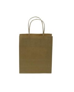KRAFT PAPER CARRIER BAG TWISTED HANDLES SMALL 180X215X80MM 90G NATURAL BROWN REF 12925 [PACK 100]