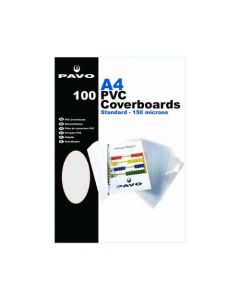PAVO A4 PVC CLEAR COVERS, 150 MICRON (PACK OF 100)