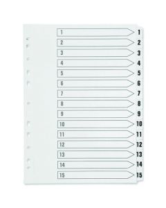 Q-CONNECT 1-15 INDEX MULTI-PUNCHED POLYPROPYLENE WHITE A4 KF01355