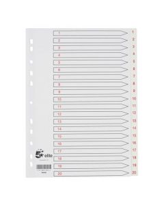 5 STAR ELITE PREMIUM INDEX 1-20 POLYPROPYLENE MULTIPUNCHED REINFORCED HOLES120 MICRON A4 WHITE