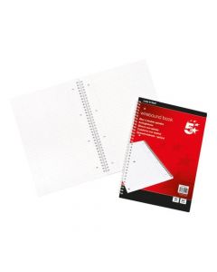 5 STAR OFFICE NOTEBOOK WIREBOUND 70GSM RULED AND MARGIN PERFORATED PUNCHED 4 HOLES 100PP A4 RED [PACK 10]