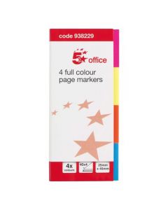 5 STAR OFFICE INDEX FLAG NEON FOUR COLOUR [PACK OF 5 X 160 FLAGS]