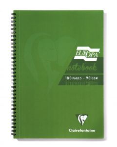 CLAIREFONTAINE EUROPA NOTEBOOK 180 PAGES A4 GREEN (PACK OF 5) 5800Z