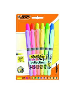 BIC HIGHLIGHTER GRIP PASTEL ASSORTED (PACK OF 12) 992562