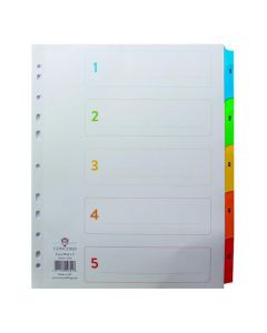 CONCORD INDEX 1-5 A4 EXTRA WIDE MULTICOLOURED MYLAR TABS 09601/CS96