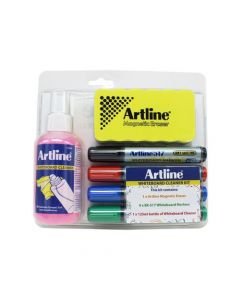 ARTLINE WHITEBOARD CLEANING KIT INCLUDING MARKERS, CLEANING SPRAY & ERASER