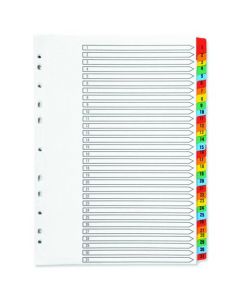 Q-CONNECT 1-31 INDEX MULTI-PUNCHED REINFORCED BOARD MULTI-COLOUR NUMBERED TABS A4 WHITE KF01522