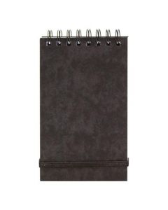 NOTE PAD HEADBOUND TWIN WIRE 80GSM RULED/PERFORATED/ELASTIC STRAP 120PP 76X127MM BLACK [PACK 10]