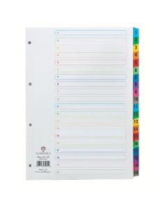 CONCORD INDEX 1-20 A4 WHITE WITH MULTICOLOURED MYLAR TABS 01901/CS19